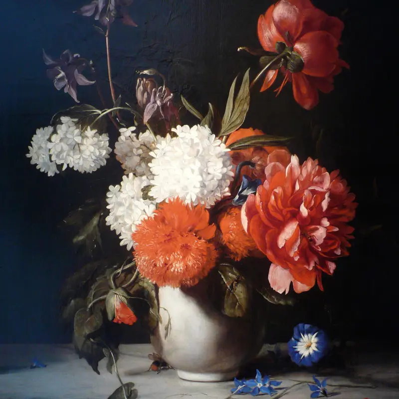Flowers in a White Stone Vase